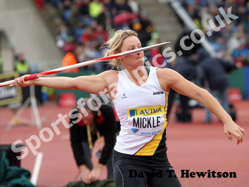 Kimberley Mickle in the javelin, 2012 Samsung Diamond League, Crystal Palace, London.